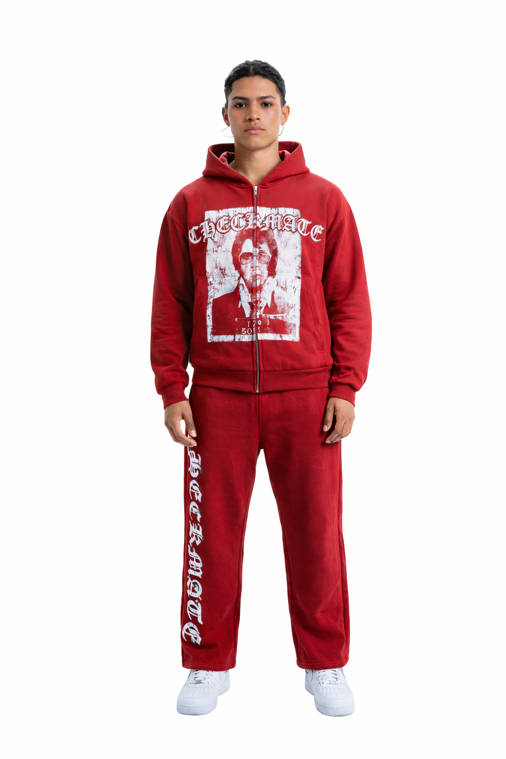 Checkmate Red Baggy Jogger Sweatsuit Set