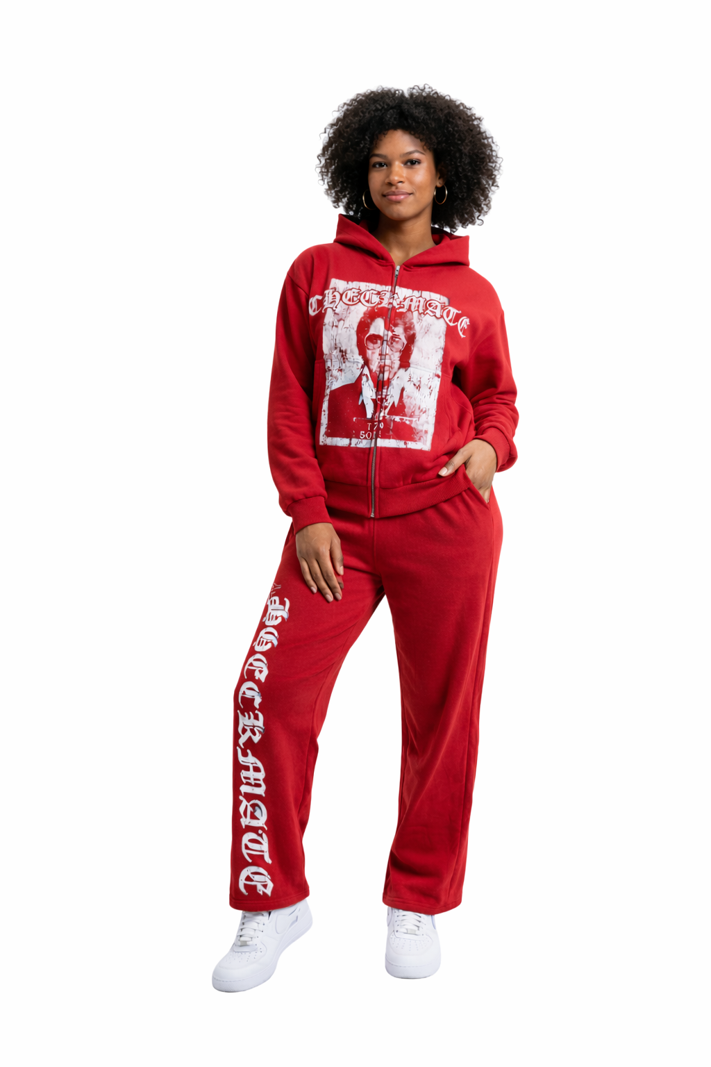 Checkmate Red Baggy Jogger Sweatsuit Set