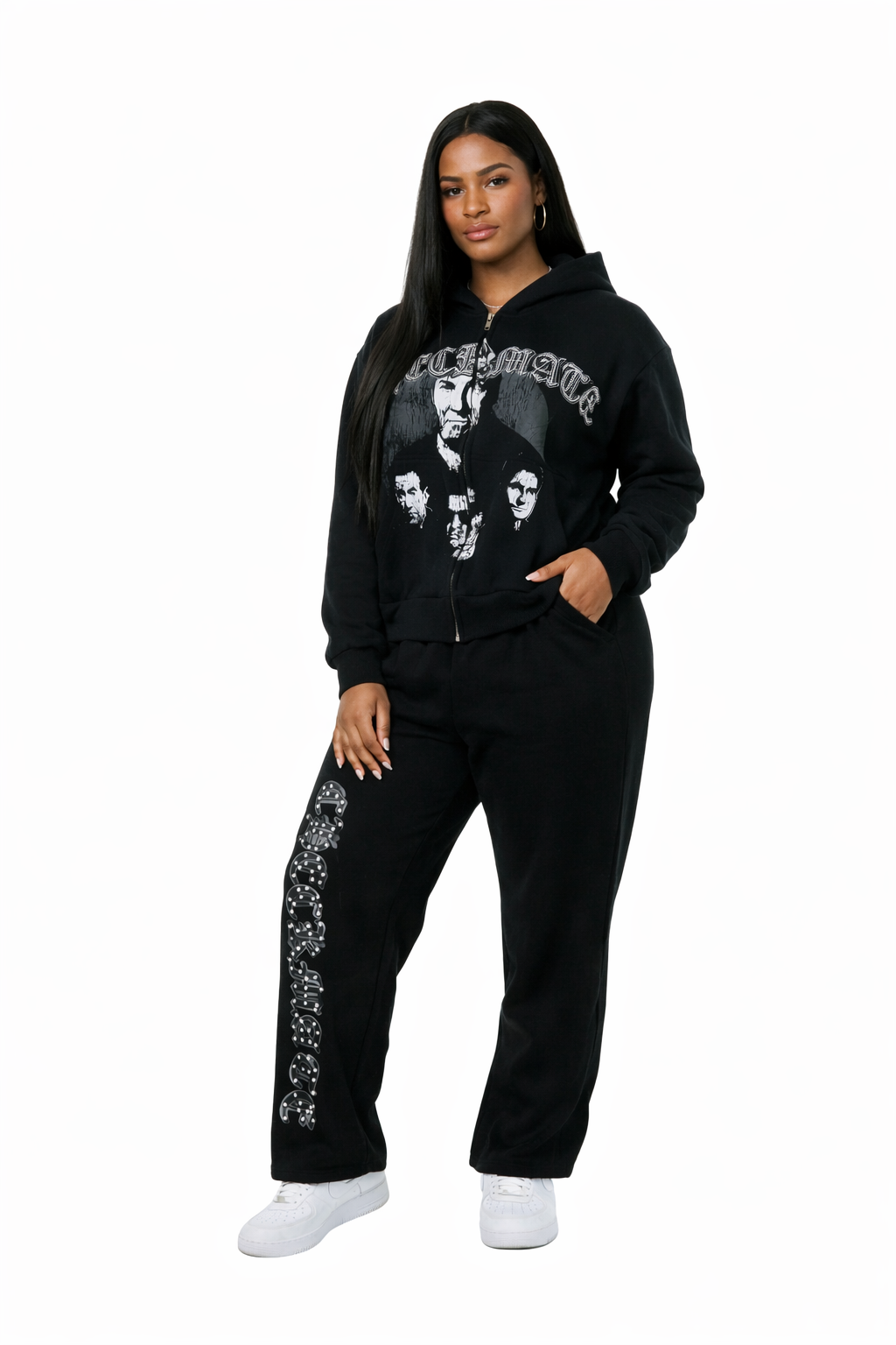 Checkmate Black Baggy Jogger Sweatsuit Set