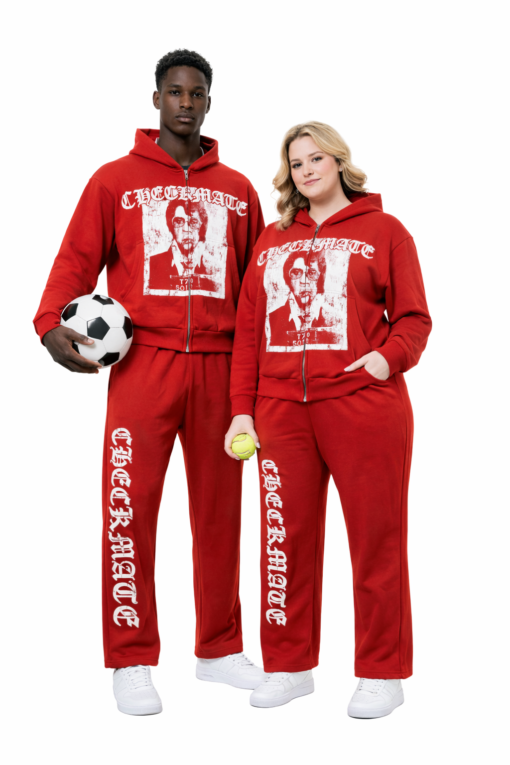 Checkmate Red Baggy Jogger Sweatsuit Set