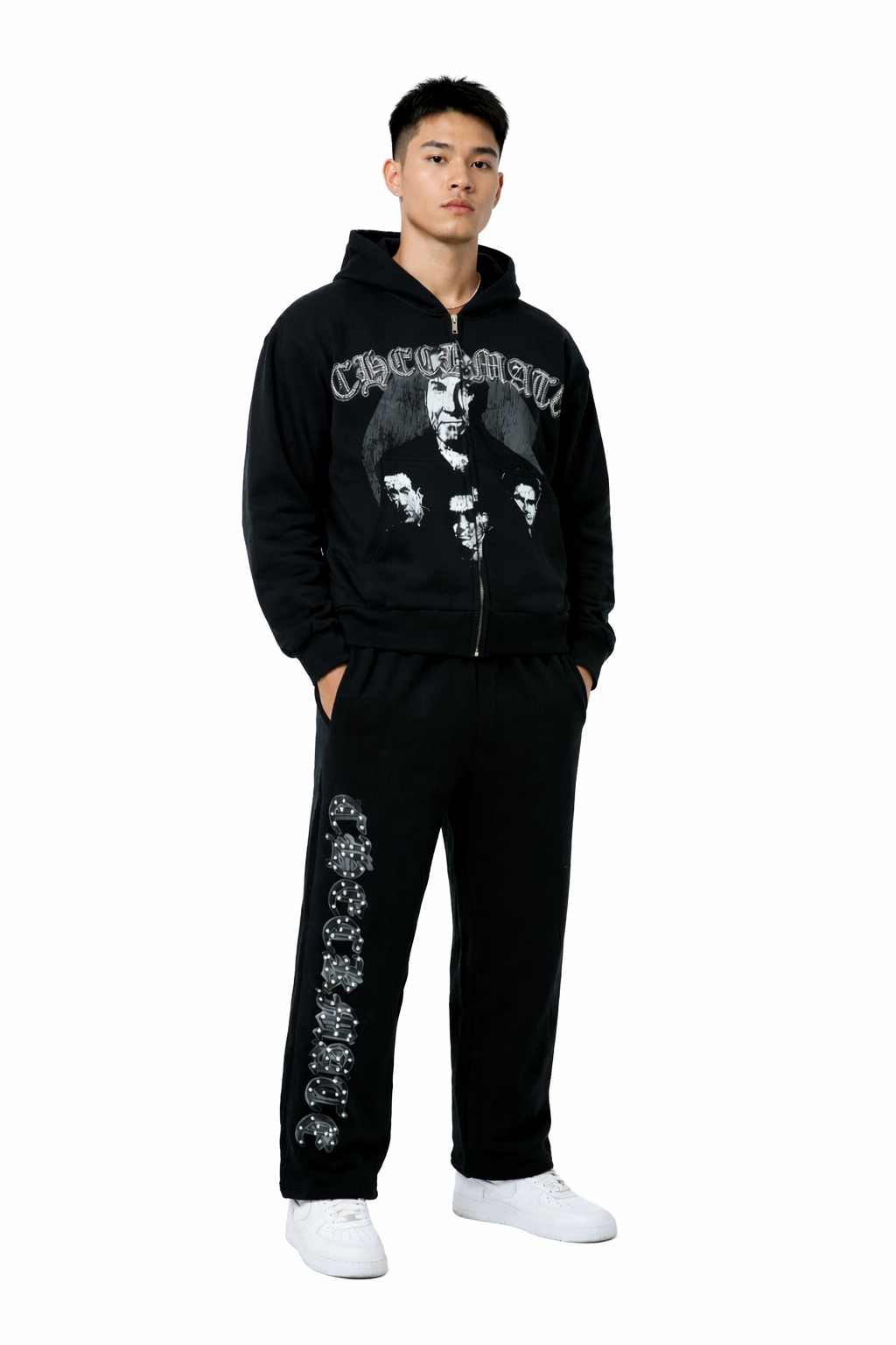 Checkmate Black Baggy Jogger Sweatsuit Set