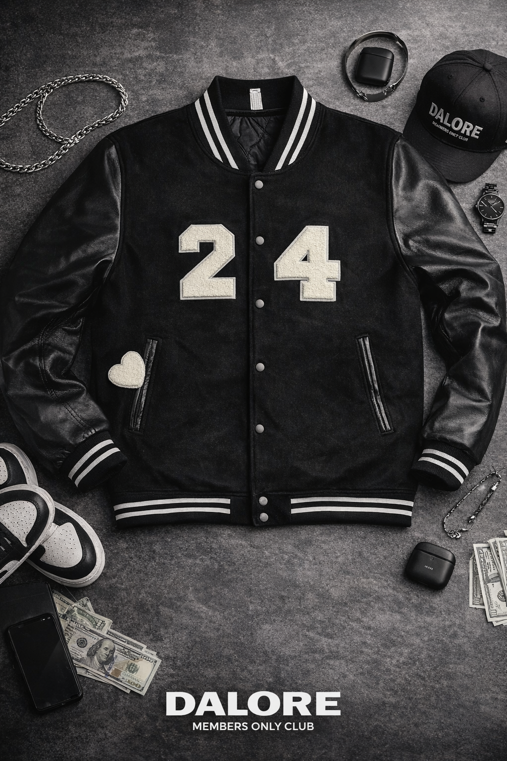 Dalore 24 Leather Sleeve Letterman Jacket